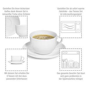 12-tlg. Kaffeetassen Set New Port Weiß - Porzellan - 45 x 13 x 23 cm