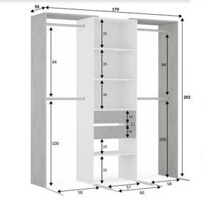 Vestiaire Miramar Blanc et Gris 179 x 202 x 50 cm