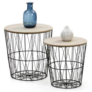 2 Tables Basses Guili Noir - Bois manufacturé - 40 x 41 x 40 cm