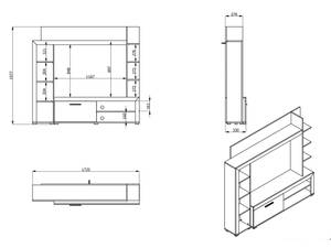 TV Wand BALTIMORE Grau - Holzwerkstoff - 33 x 157 x 172 cm