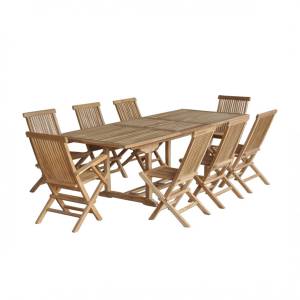 Gartenlounge MIDLAND (Set 9) Braun - Massivholz - 100 x 75 x 180 cm