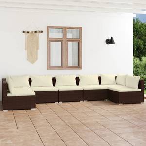 Garten-Lounge-Set (7-teilig) 3013633-5 Braun - Weiß - Metall - Polyrattan - 70 x 60 x 70 cm