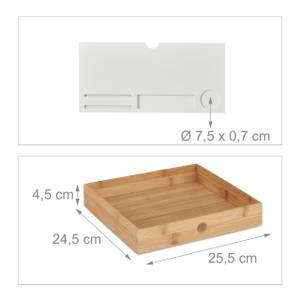 Monitorständer mit Schubladen Braun - Weiß - Bambus - Holzwerkstoff - 56 x 12 x 27 cm