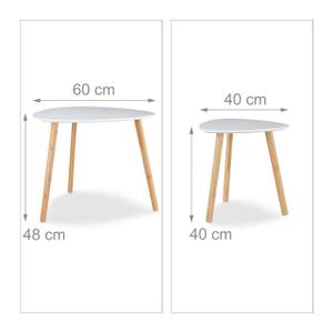 Table d'appoint ronde lot 2 bois blanc Marron - Blanc - Bambou - Bois manufacturé - 60 x 48 x 60 cm