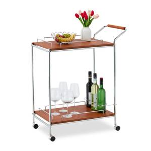 Servierwagen Holzoptik & Chrom Braun - Silber - Holzwerkstoff - Metall - 77 x 90 x 40 cm