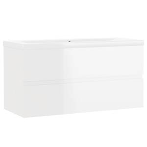 Meuble lavabo avec bassin 3007833-3 Blanc brillant - Largeur : 90 cm