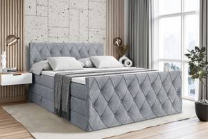 Boxspringbett AMAY KING Hellgrau - Breite: 140 cm