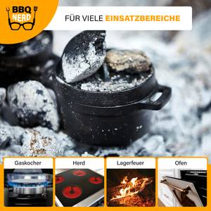 6x Mini Dutch Oven Gusseisentopf 11x5cm Schwarz - Metall - 12 x 16 x 37 cm