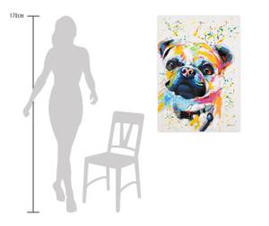 Acrylbild handgemalt Artistic Pug Schwarz - Massivholz - Textil - 70 x 100 x 4 cm