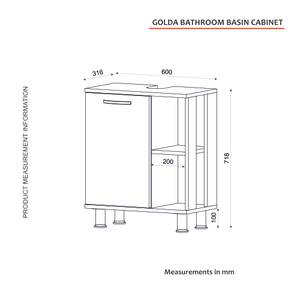 Waschbeckenunterschrank Golda Weiß-Safir Braun - Holzwerkstoff - 60 x 72 x 32 cm