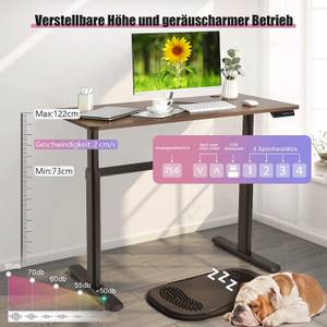 Rustikaler elektrischer Stehschreibtisch Braun - Holzwerkstoff - 60 x 122 x 120 cm