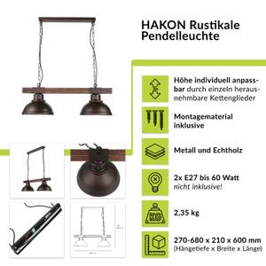 Hängeleuchte HAKON Braun - Holz - Tiefe: 60 cm