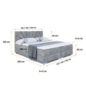 Boxspringbett MILTIO Hellgrau - Breite: 200 cm - H3