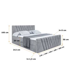 Boxspringbett ERNINA-Z Hellgrau - Breite: 140 cm - H4