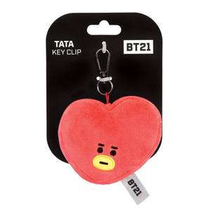 BT21 Schlüsselanhänger Tata rosa Herz Orange - Kunstfell - 9 x 12 x 6 cm