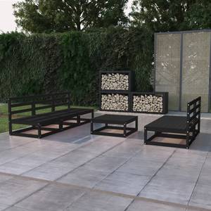 Garten-Lounge-Set Schwarz - Massivholz - Holzart/Dekor - 70 x 30 x 70 cm