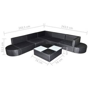 Gartenmöbel Set (8-tlg) 296258 Schwarz - Polyrattan - 244 x 54 x 244 cm