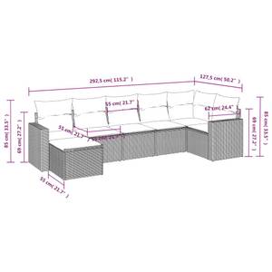 Gartensitzgruppe K1327(7-tlg) Schwarz - Massivholz - 69 x 62 x 66 cm