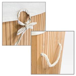 Panier à linge bambou rectangle Blanc crème - Marron clair