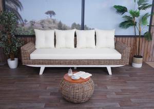 Sofa M32 Weiß - Rattan - Massivholz - 209 x 85 x 78 cm