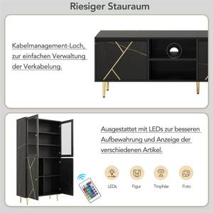 TV-Schrank Schwarzer Gold-Luxus Ⅱ Schwarz - Holzwerkstoff - Holz teilmassiv - 35 x 60 x 200 cm