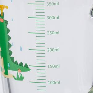 2x verres pour enfant motif de dinosaure Beige - Vert - Verre - Matière plastique - 13 x 12 x 10 cm