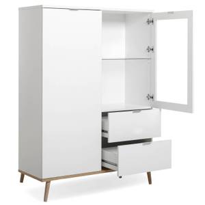 Highboard mit Schubladen 2117 Weiß - Holzwerkstoff - Glas - 100 x 140 x 40 cm