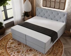 Boxspringbett NAPOLI Hellgrau - Breite: 145 cm