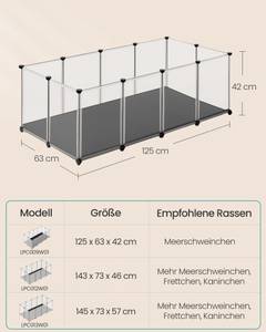 Freigehege Damion Weiß - Kunststoff - 63 x 42 x 125 cm