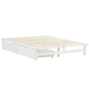 Lit double, 2 coffres de rangement 2288 Blanc - Bois massif - Bois/Imitation - 140 x 28 x 200 cm