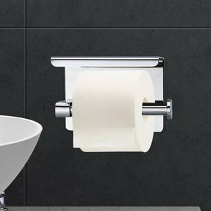 Toilettenpapierhalter mit Ablage Silber - Metall - 11 x 10 x 16 cm