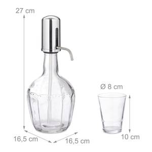 Wasserspender Set mit 6 Gläsern Silber - Glas - Kunststoff - 17 x 27 x 17 cm
