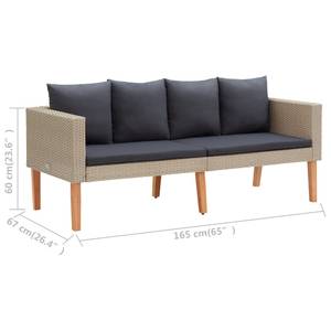 Gartensofa Beige - Metall - Textil - 165 x 60 x 165 cm