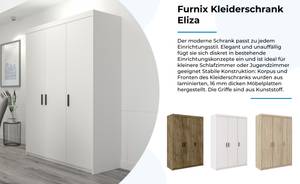 FURNIX Kleiderschrank Eliza 3D Weiß Weiß