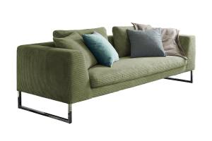 Sofa ARIAN Cord Metallkufe chrom Grün - Breite: 210 cm