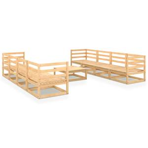 Garten-Lounge-Set (9-teilig) 3009890-1 Braun - Massivholz - Holzart/Dekor - 70 x 30 x 70 cm