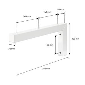 Support mural en L 350x150x30 mm blanc Blanc