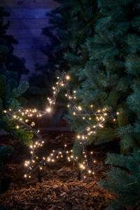 Gartenstecker mit LED Stern Schwarz - Weiß - Metall - 1 x 73 x 60 cm