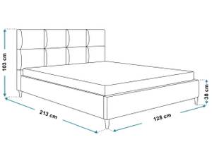 Polsterbett LUXE Grau - Breite: 128 cm