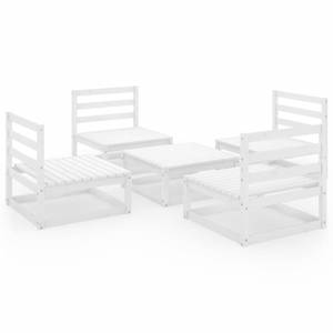 Garten-Lounge-Set (5-teilig) 3009868-1 Weiß - Massivholz - Holzart/Dekor - 70 x 30 x 70 cm