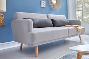 3er Sofa STUDIO Braun - Grau - Textil - Holzart/Dekor - 200 x 82 x 75 cm