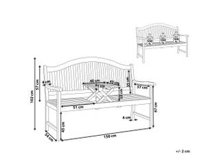 Banc HILO Marron - Bois massif - 150 x 102 x 54 cm