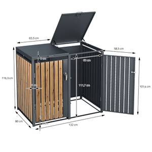 Mülltonnenbox für 2 Tonnen Braun - Metall - 80 x 117 x 132 cm