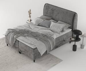 Premium Boxspringbett Lunaro Silber / Grau - Silbergrau - Breite: 211 cm