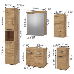 Badmöbel Set Luna 36778 Braun - Holzwerkstoff - 60 x 56 x 34 cm