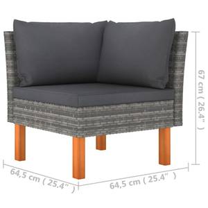 Garten-Sofa-Set (8-teilig) 3009634-12 Grau - Metall - Polyrattan - Holzart/Dekor - 61 x 67 x 65 cm