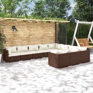 Salon de jardin 3013639-12 (lot de 10) Marron - Blanc - Métal - Polyrotin - 70 x 60 x 70 cm