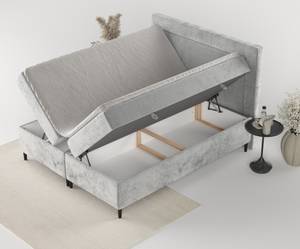 Boxspringbett Noble Bonellfederkern Hellgrau - Breite: 140 cm