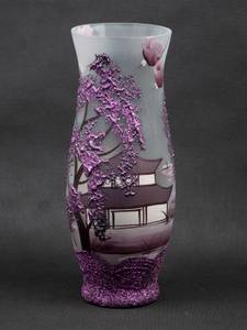 Handbemalte Glasvase Violett - Glas - 12 x 30 x 12 cm