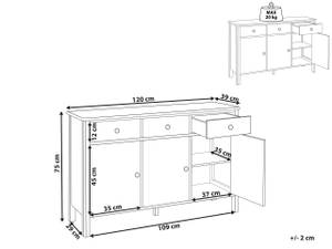 Buffet OLATE Noir - Doré - Bois manufacturé - 120 x 75 x 39 cm